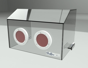 The patent pending ViraBox is an impervious transparent enclosure that is placed over patients to shield them and healthcare workers from potential contamination by the coronavirus. (Image courtesy of Trendsetter Vulcan Offshore)