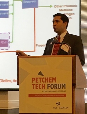 Manav Lahoti, commercial director for US olefins for Dow Chemical, gives the keynote address on Day Two of Hydrocarbon Processing's Petchem Tech Forum.